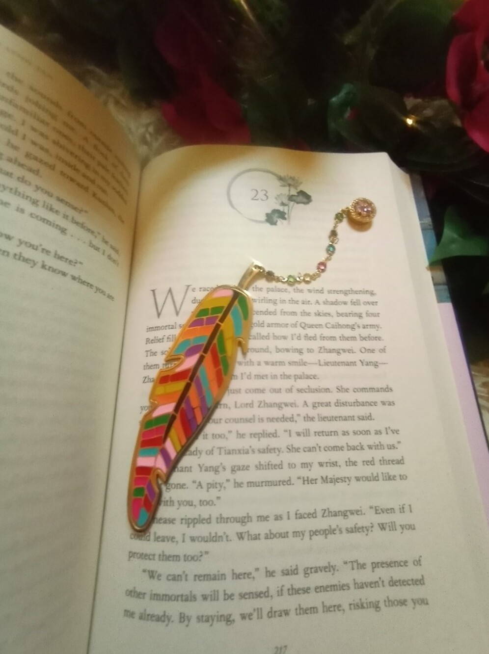 Colorful Feather Enamel Bookmark Pendant